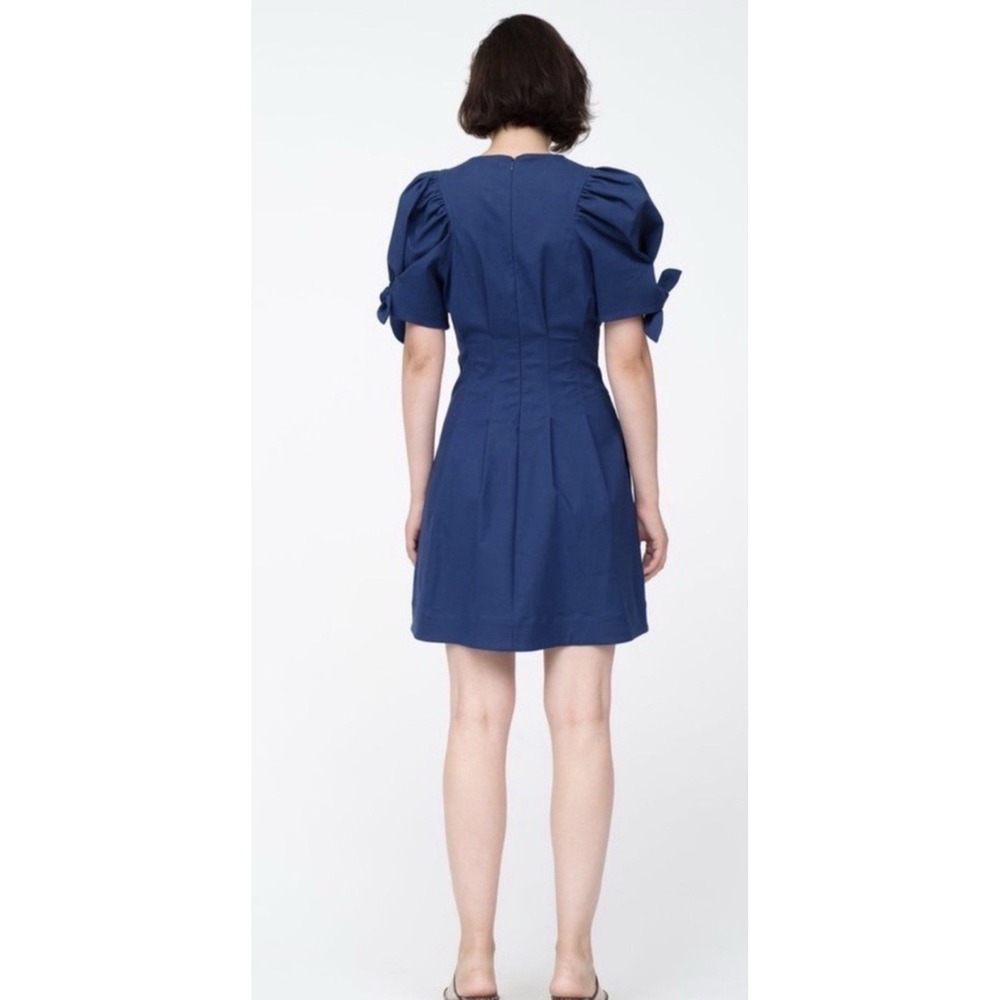 Tuckernuck Sea New York Mini Blue Puff Sleeve Dress Navy Size 4 Pockets Coquette - Picture 2 of 7